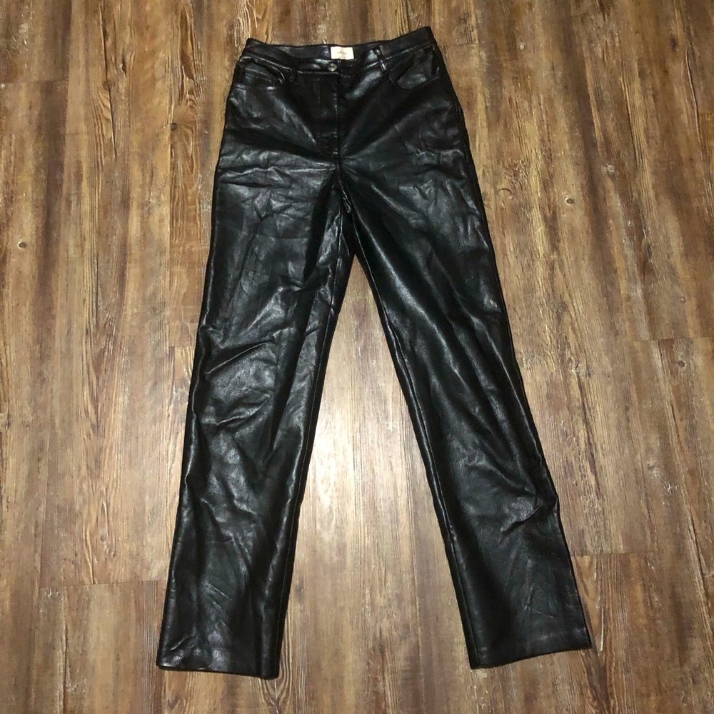 Artizia Wilfred Pants Women's 2 The Melina Black Faux Vegan Leather High Rise